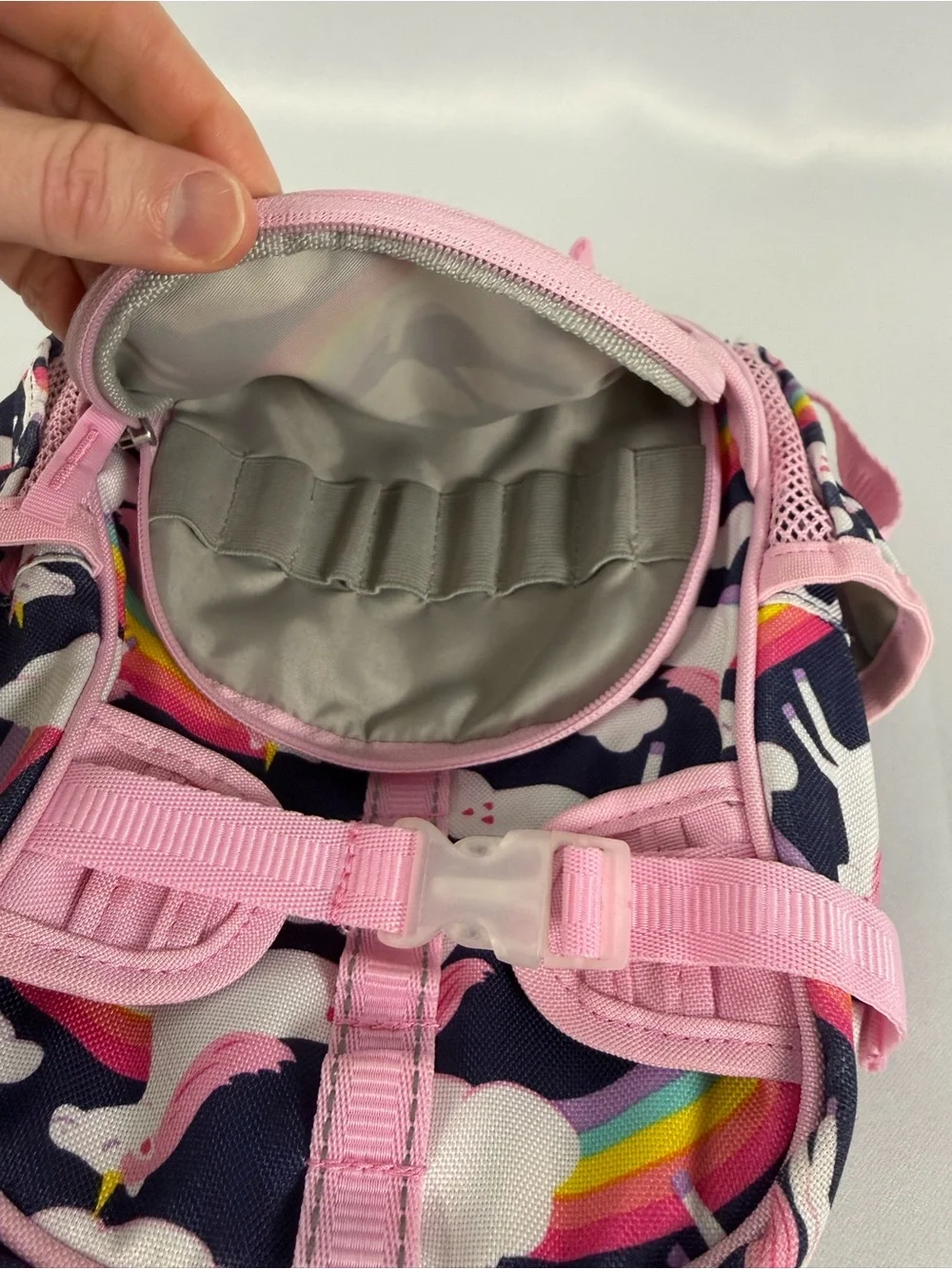 Pottery Barn Kids Unicorn Rainbow Backpack | Pre‑K/K | Pink Navy